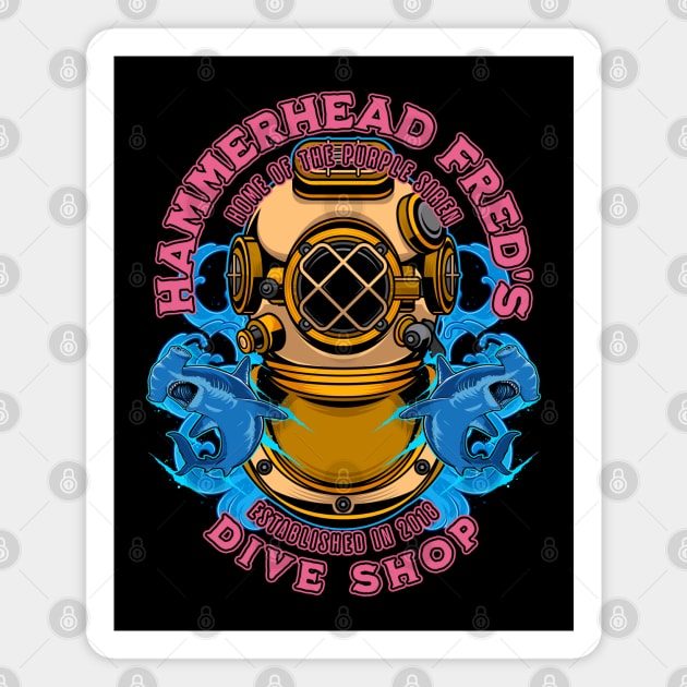 Typhoon Lagoon Hammerhead Fred's Dive Shop Bar Magnet by Joaddo